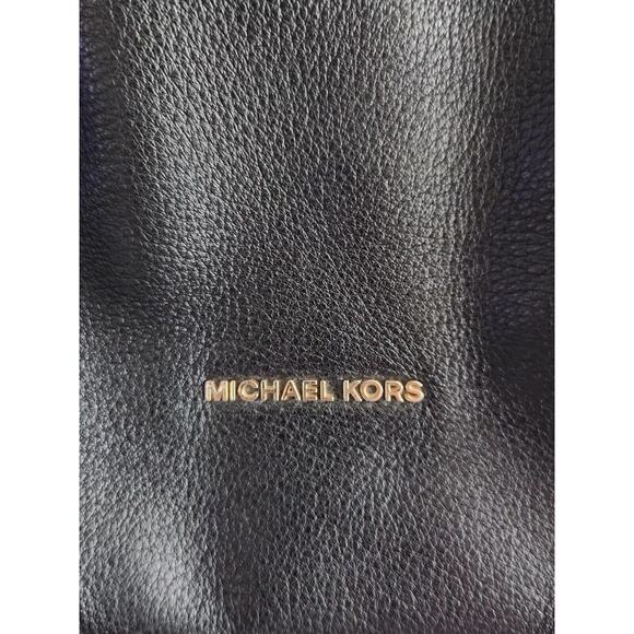 MICHAEL Kors Black Gold Raven Large Pebbled Leather Shoulder Tote Bag - Picture 8 of 9